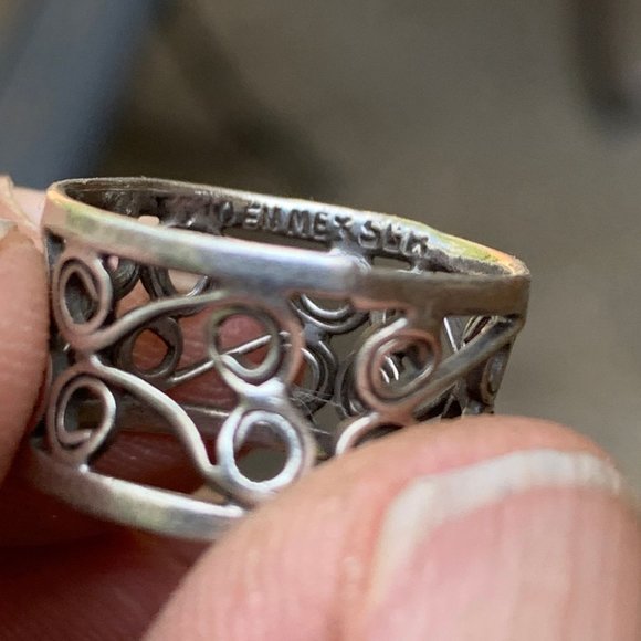 Sterling Silver Boho Open Swirl Filigree Concave Ring Size 4 3/4 Women's Jewelry - Picture 8 of 11